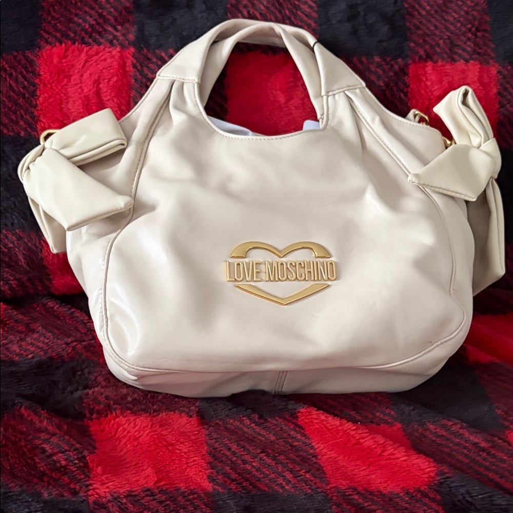 Love Moschino Beige Shoulder Bag with Gold Logo